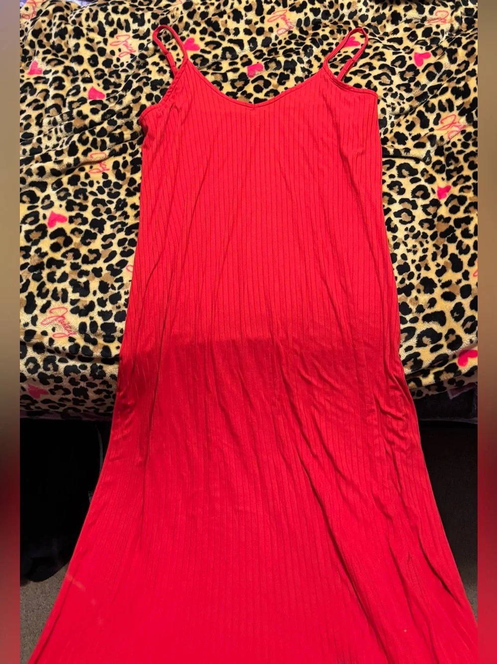Absolutely Red Ribbed Slip Dress - Picture 1 of 5